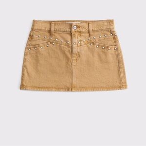 Abercrombie & Fitch Curve Love Mid Rise Denim Studded Mini Skirt